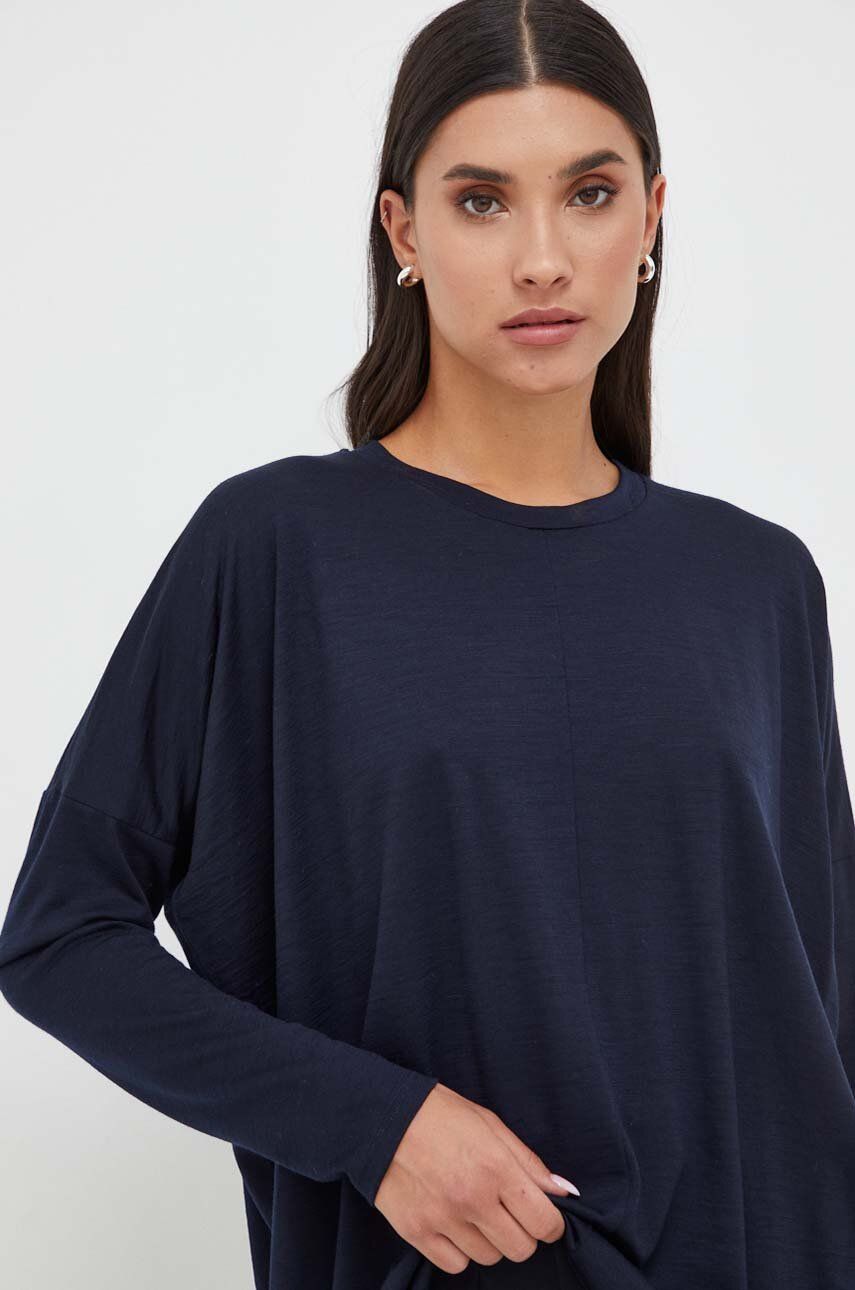 Max Mara Leisure longsleeve wełniany kolor granatowy