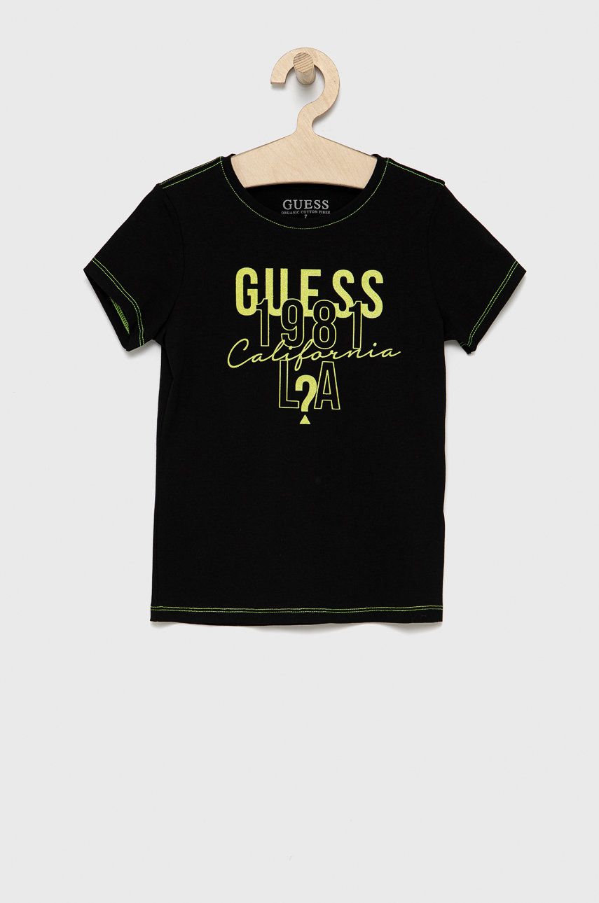 Guess T-shirt dziecięcy kolor czarny