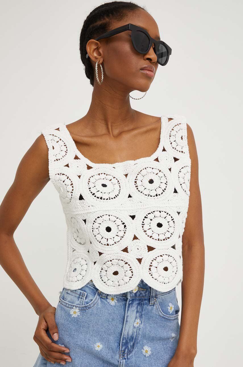 Answear Lab top bawełniany kolor biały