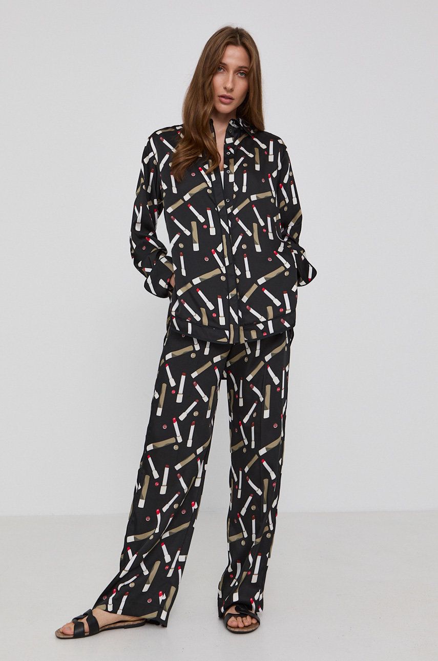 Victoria Victoria Beckham Koszula damska kolor czarny regular z kołnierzykiem klasycznym