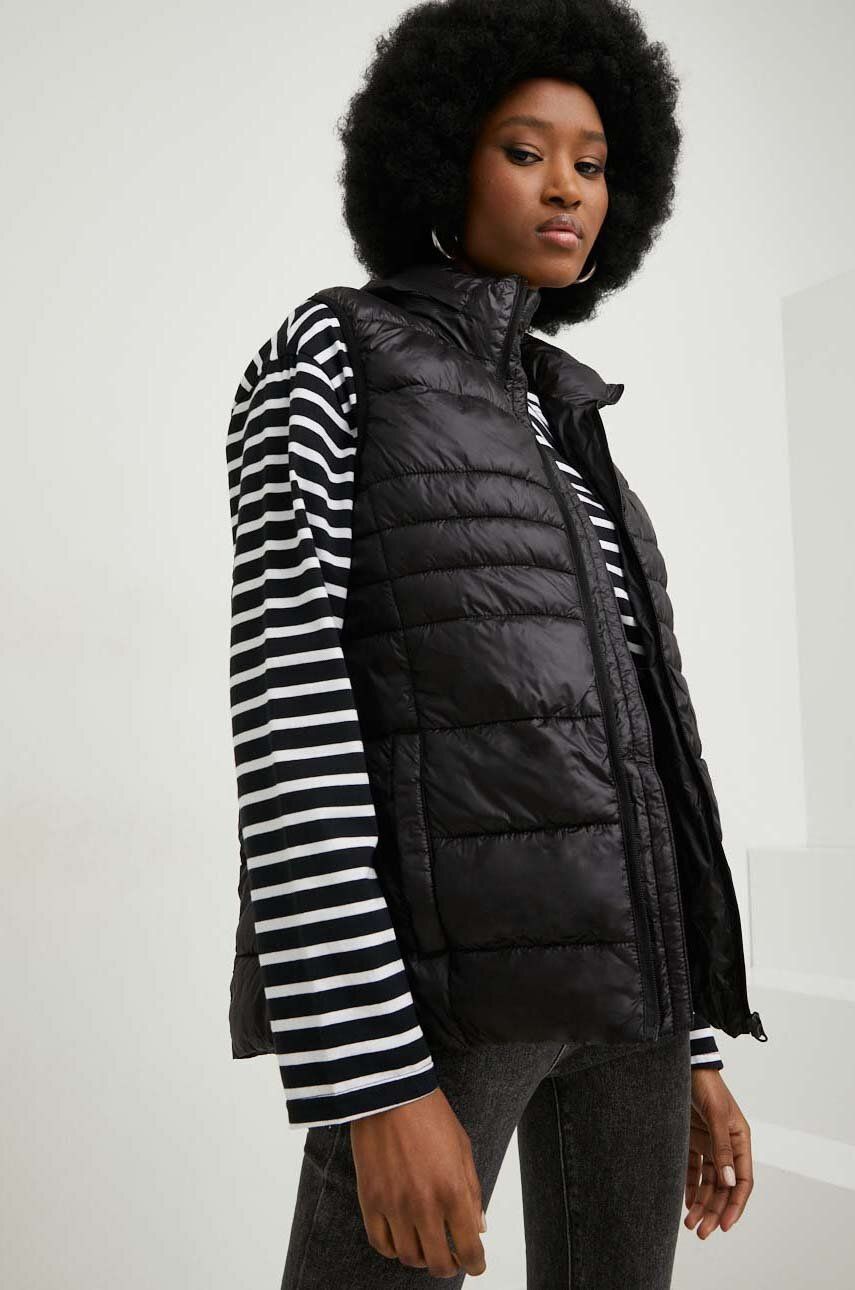 Answear Lab bezrękawnik damski kolor czarny przejściowy