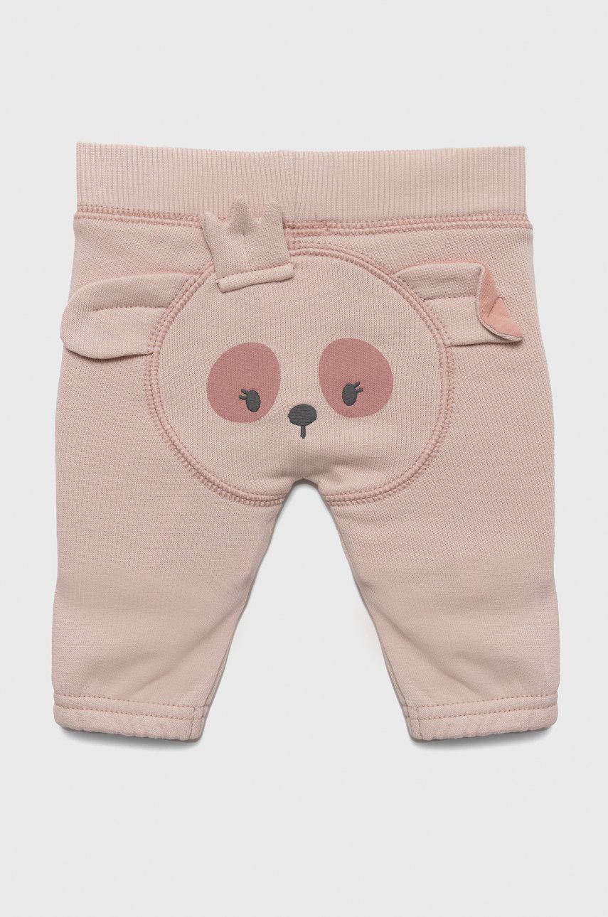 United Colors of Benetton spodnie dresowe bawełniane dziecięce kolor różowy z aplikacją