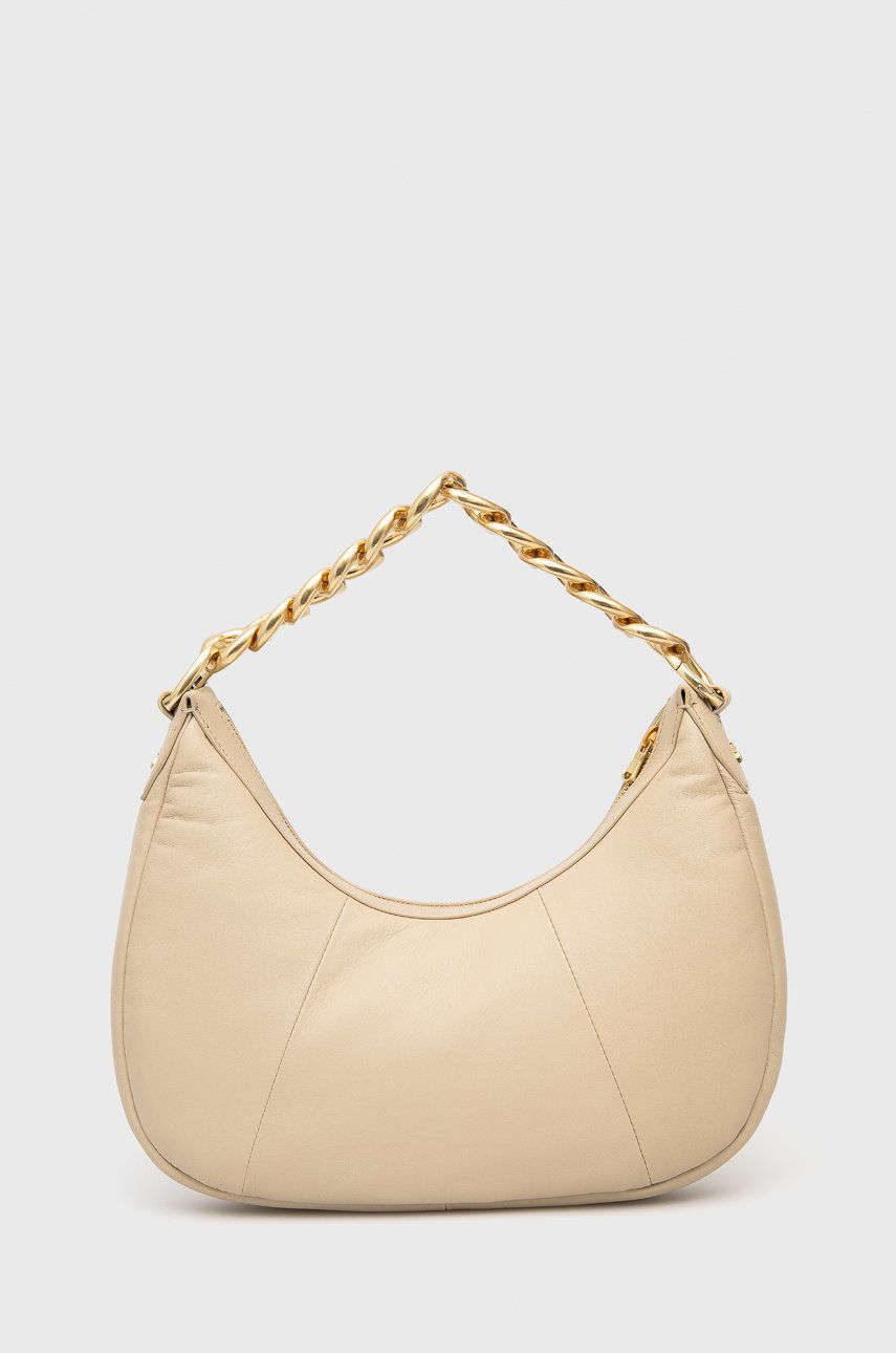 Patrizia Pepe torebka skórzana kolor beżowy