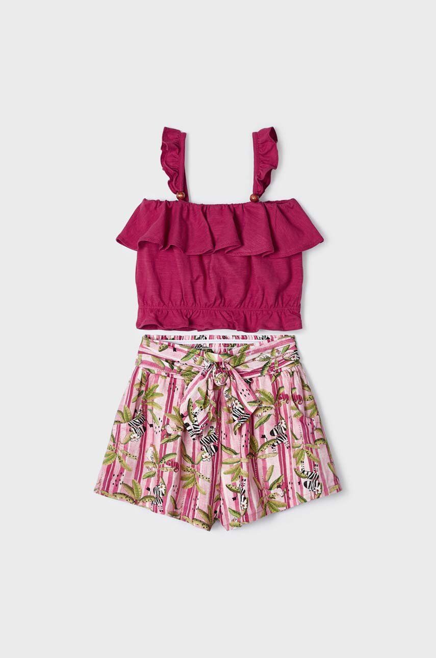 Mayoral komplet bawełniany dziecięcy kolor bordowy