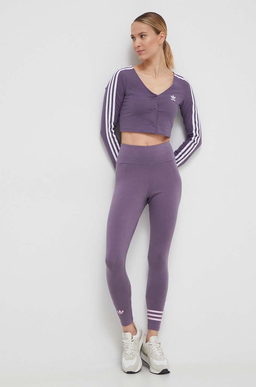 adidas Originals legginsy damskie kolor fioletowy z nadrukiem