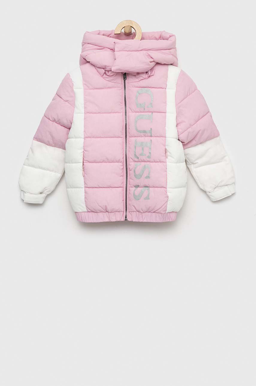 Guess kurtka dziecięca kolor różowy