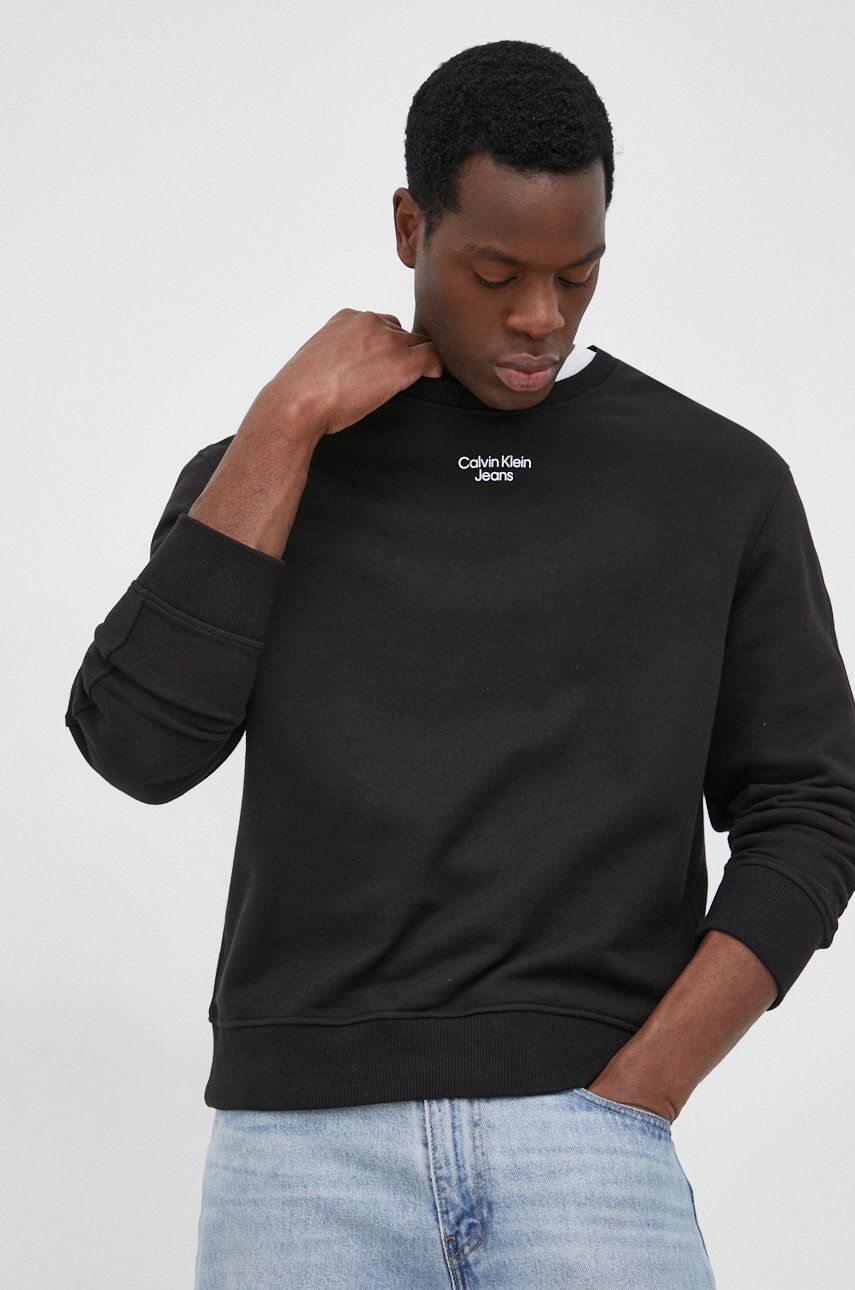 Calvin Klein Jeans bluza bawełniana J30J320044.9BYY męska kolor czarny z nadrukiem