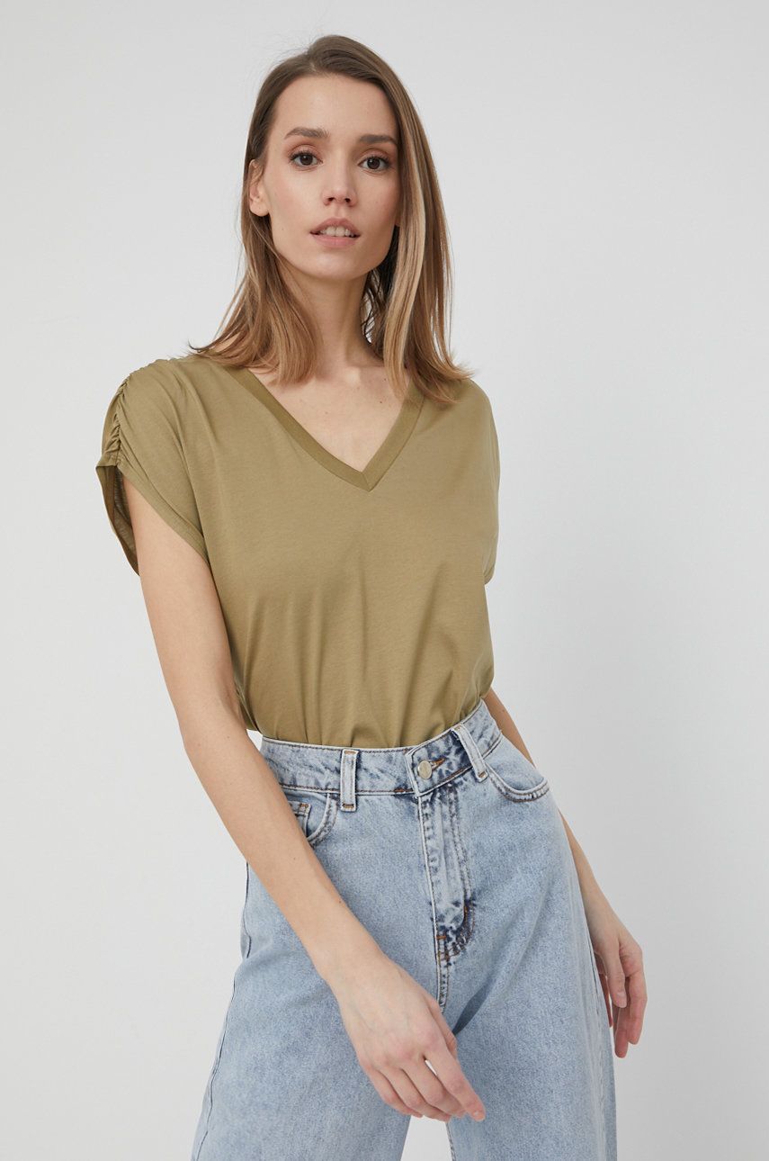 United Colors of Benetton t-shirt bawełniany kolor zielony