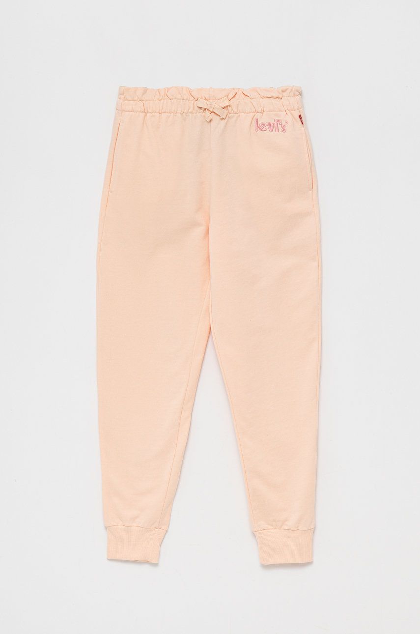 Levi's spodnie dziecięce kolor pomarańczowy z aplikacją
