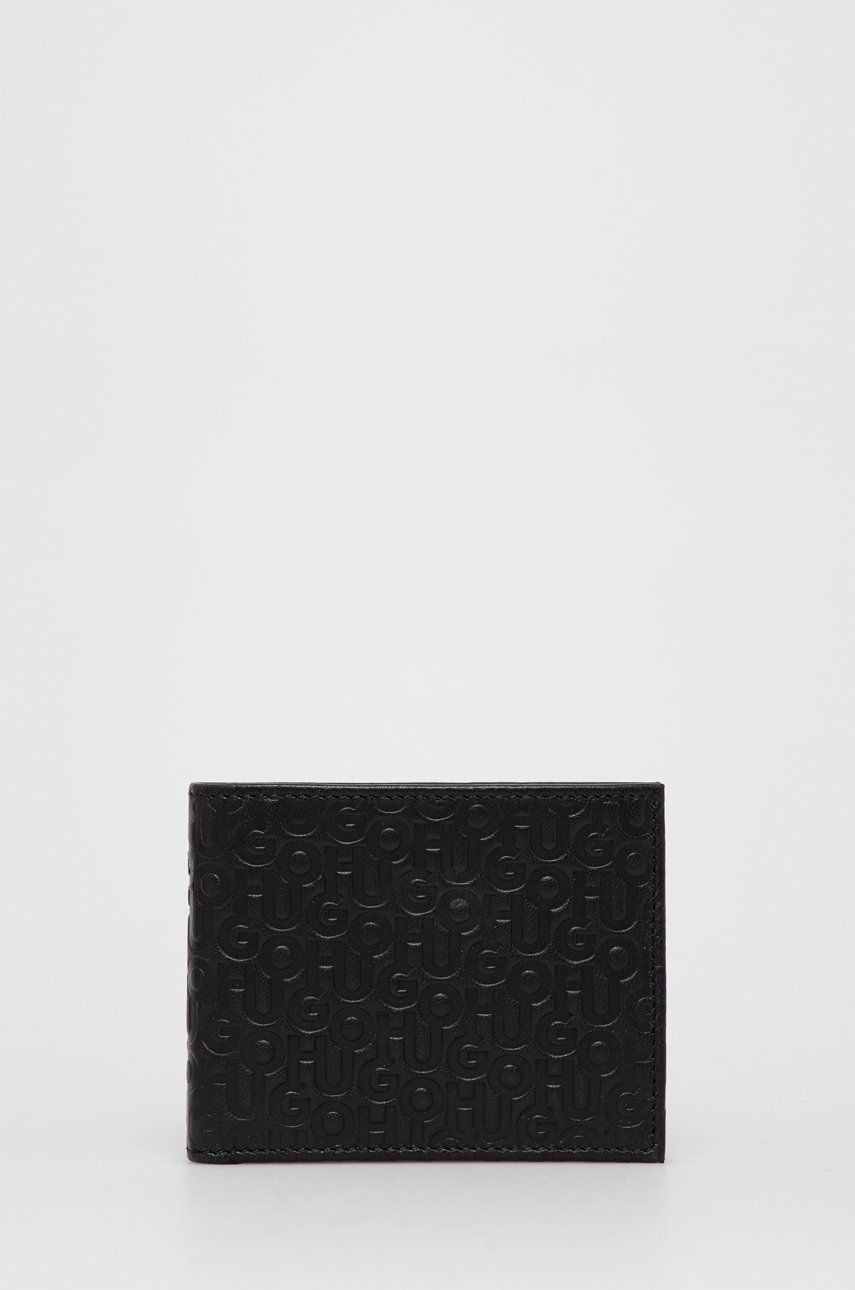 HUGO portfel skórzany męski kolor czarny