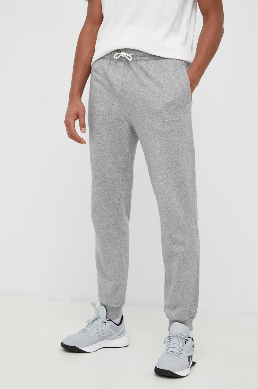 DC spodnie dresowe męskie kolor szary gładkie