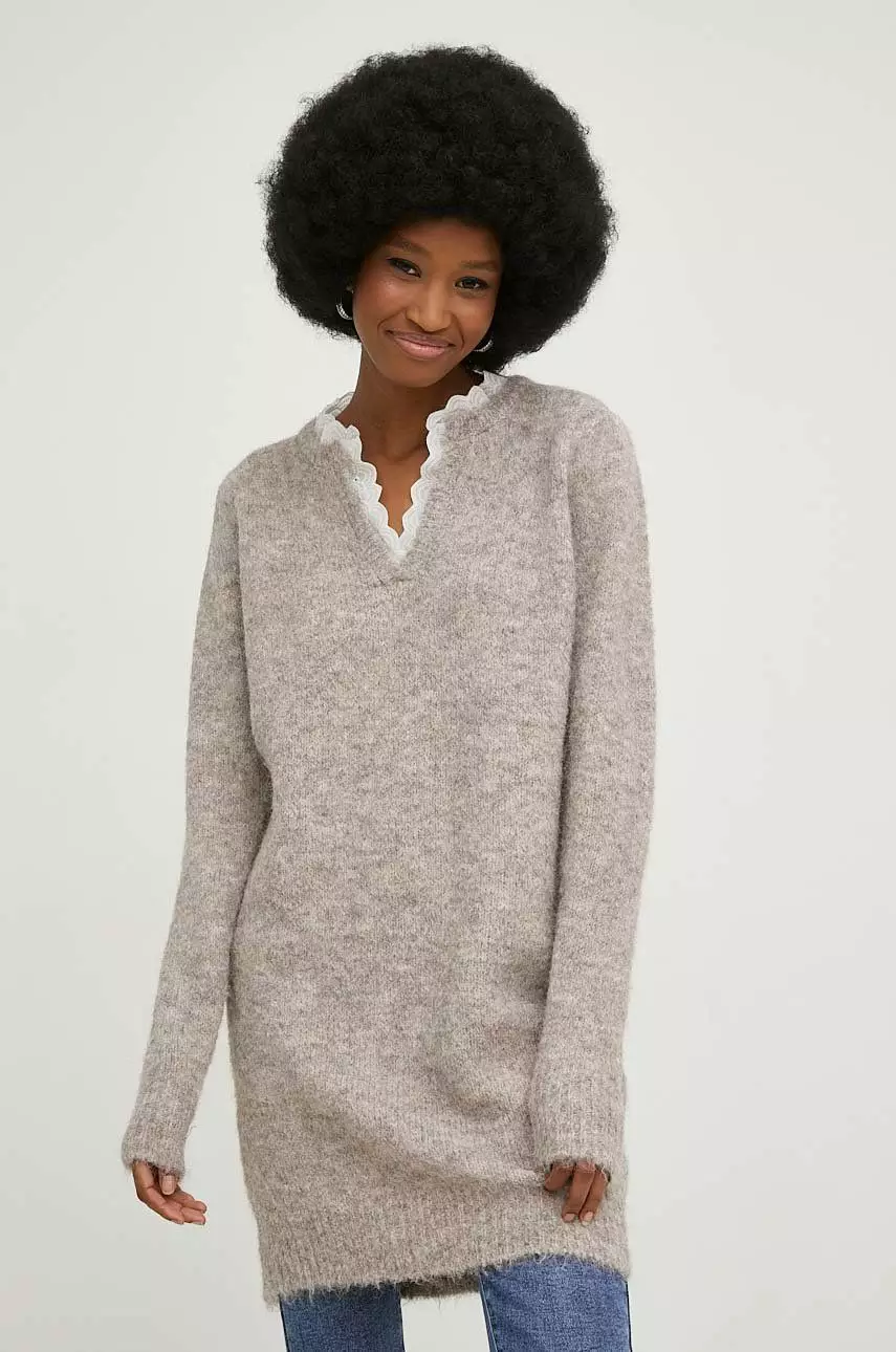 Answear Lab sweter z wełną damski kolor beżowy