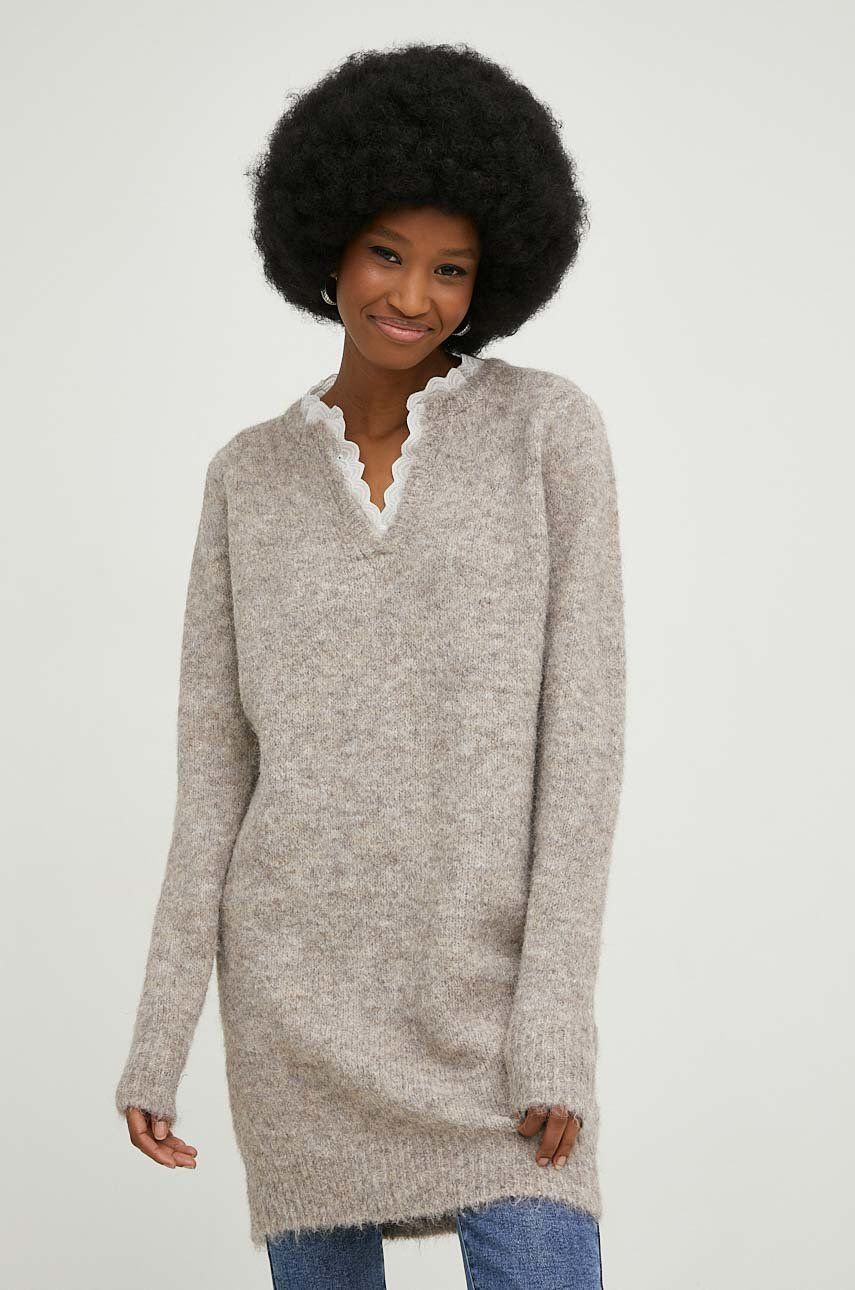 Answear Lab sweter z wełną damski kolor beżowy