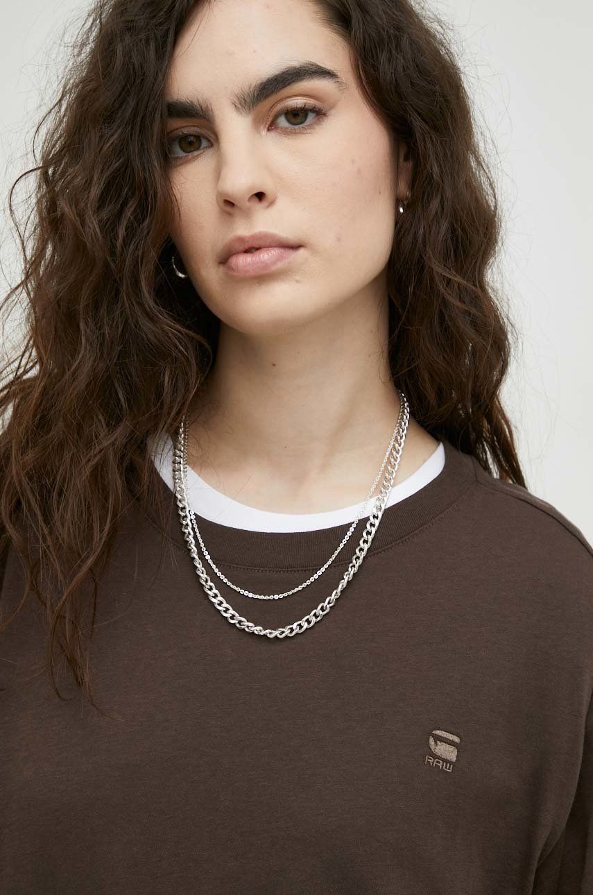 G-Star Raw longsleeve bawełniany kolor brązowy