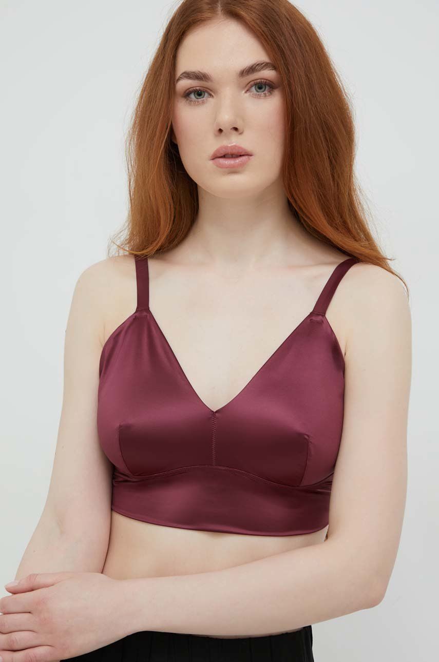 Spanx biustonosz modelujący Shaping Satin kolor fioletowy satynowy gładki