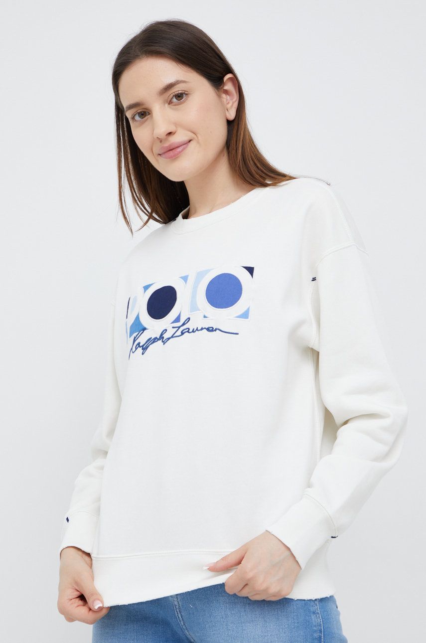 Polo Ralph Lauren bluza 211863429001 damska kolor biały z aplikacją