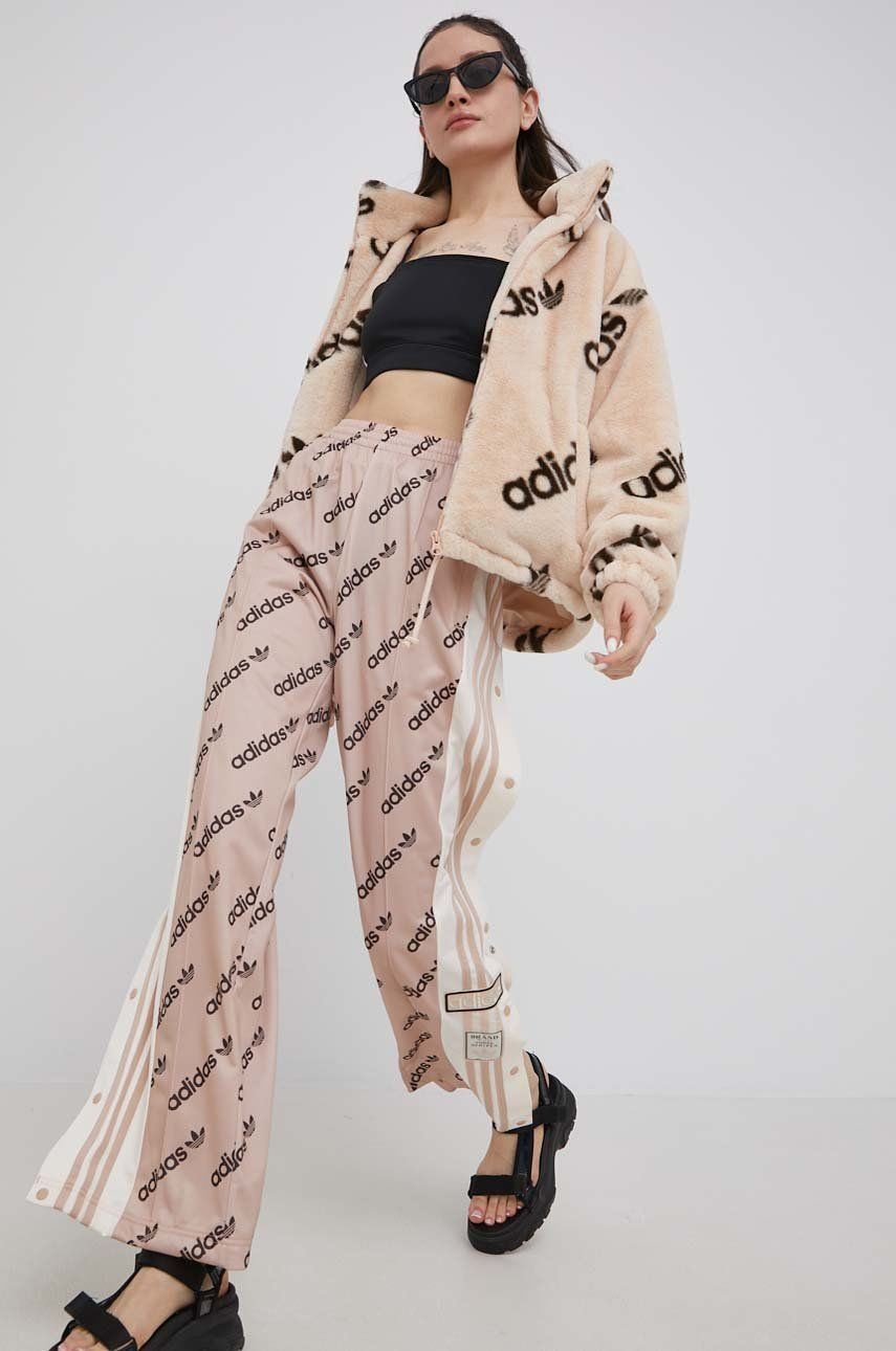 adidas Originals spodnie HM4882 damskie kolor beżowy