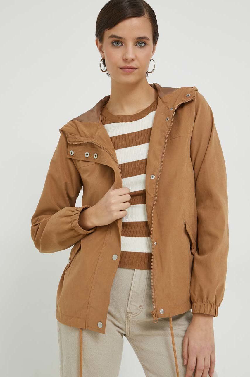 JDY kurtka Newhazel damska kolor brązowy przejściowa