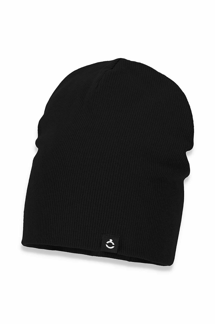 Broel czapka dziecięca kolor czarny z cienkiej dzianiny