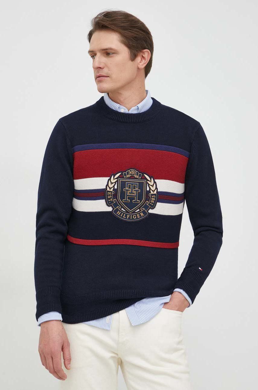 Tommy Hilfiger sweter bawełniany męski kolor granatowy