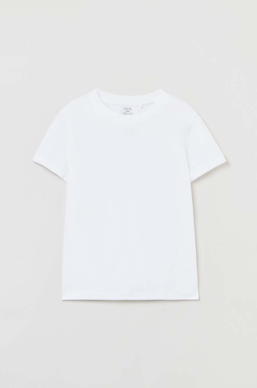 OVS t-shirt bawełniany dziecięcy kolor biały