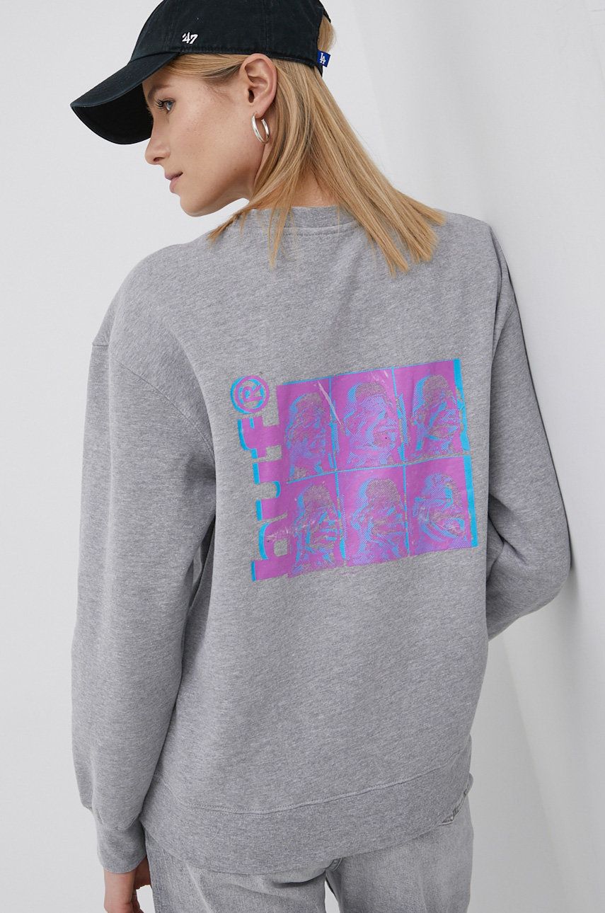 HUF Bluza damska kolor szary z nadrukiem