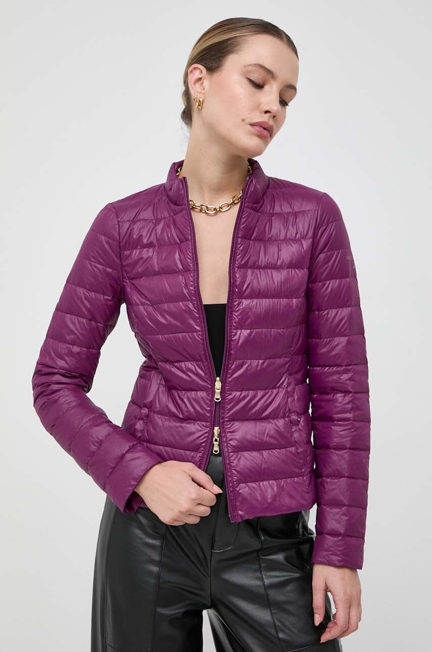 Patrizia Pepe kurtka puchowa dwustronna damska kolor fioletowy przejściowa