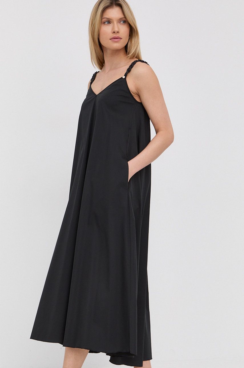 Nissa sukienka kolor czarny midi rozkloszowana