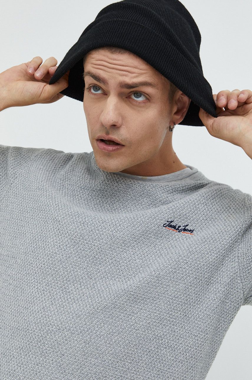 Jack & Jones sweter JORPAUL męski kolor szary lekki