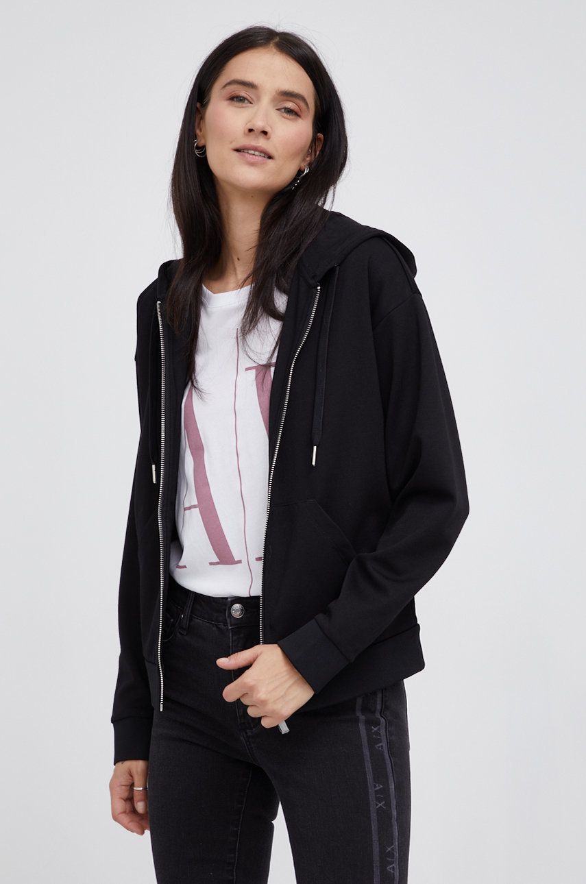 Armani Exchange Bluza 8NYM97.YJ1GZ.NOS damska kolor czarny z kapturem gładka