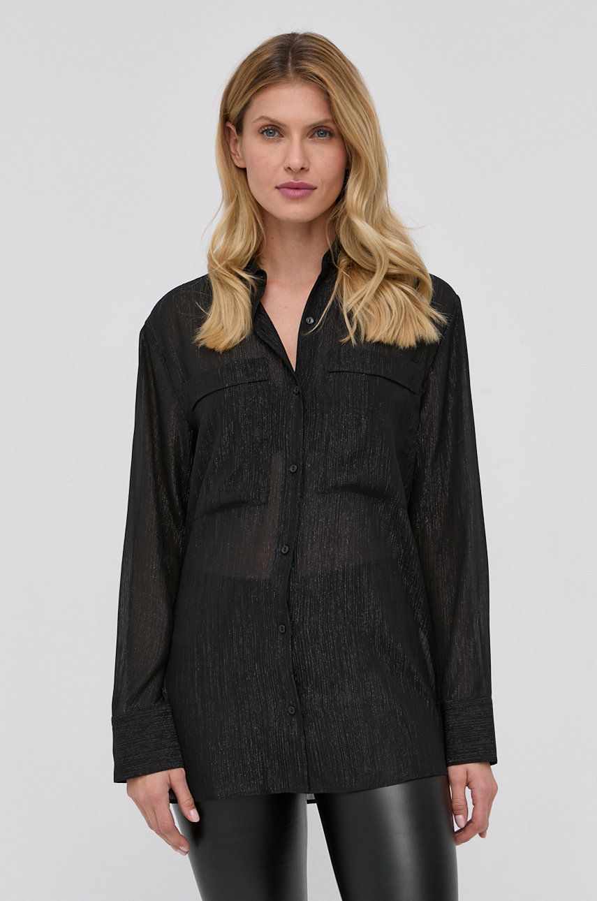 Hugo Koszula 50464613 damska kolor czarny regular z kołnierzykiem klasycznym