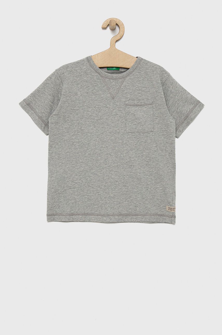 United Colors of Benetton t-shirt bawełniany dziecięcy kolor szary gładki