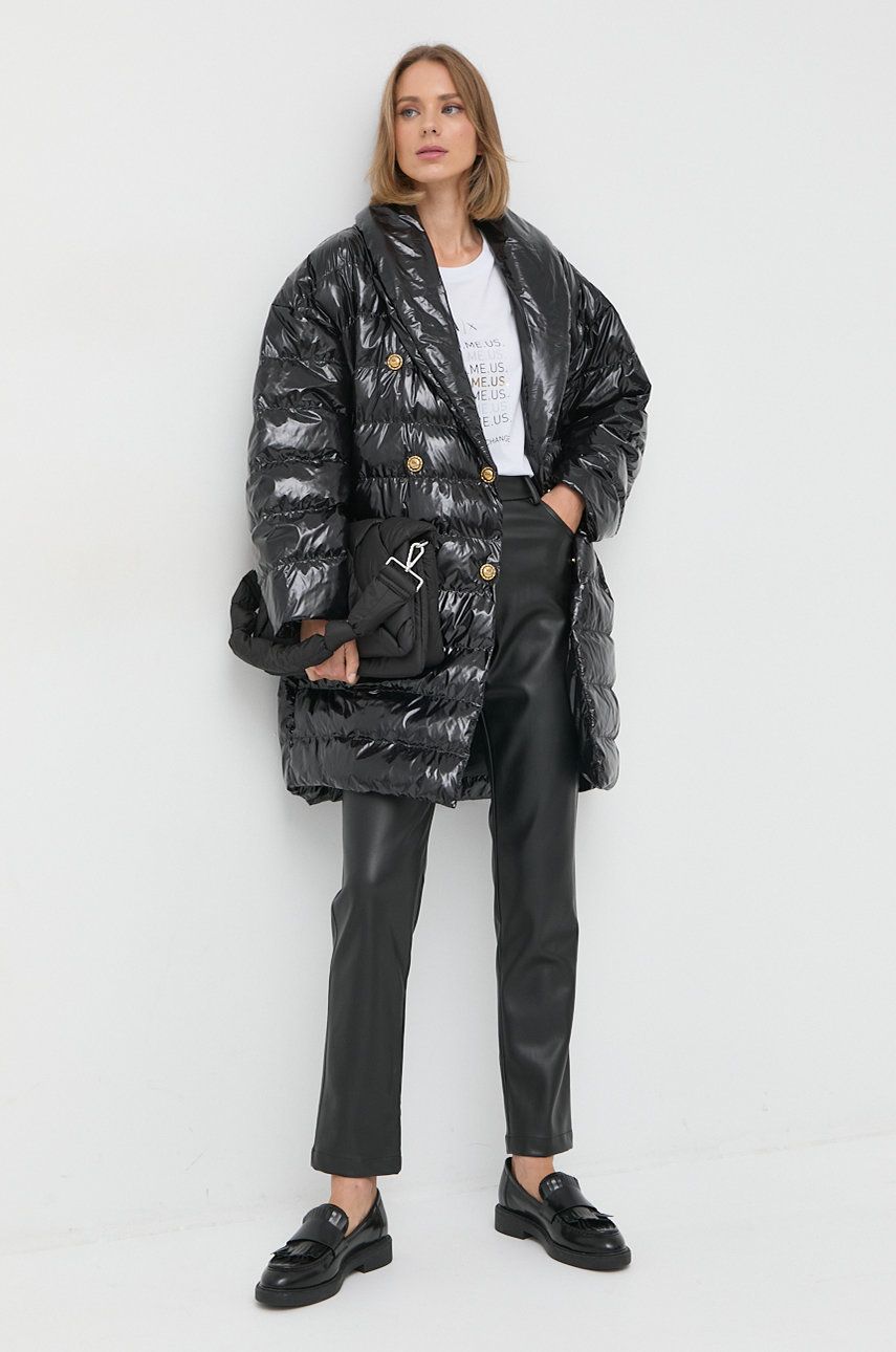Pinko kurtka damska kolor czarny przejściowa