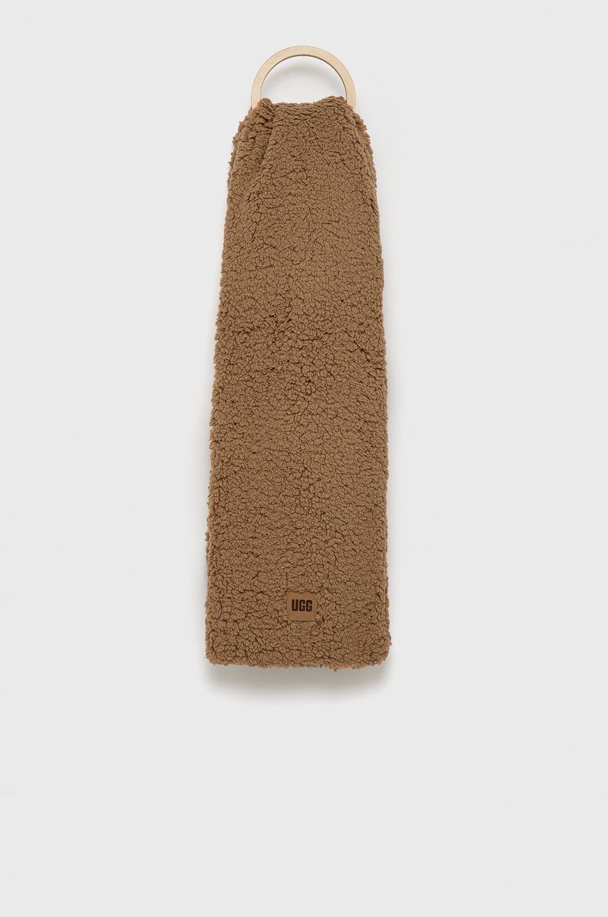 UGG Szal damski kolor brązowy gładki 20052-BLK