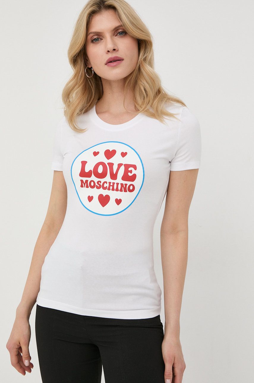 Love Moschino t-shirt damski kolor biały
