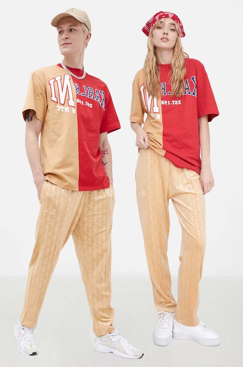 Karl Kani spodnie dresowe kolor beżowy gładkie