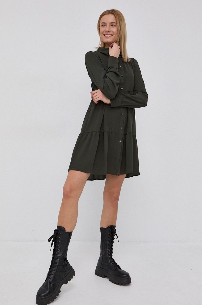 Only Sukienka kolor zielony mini rozkloszowana