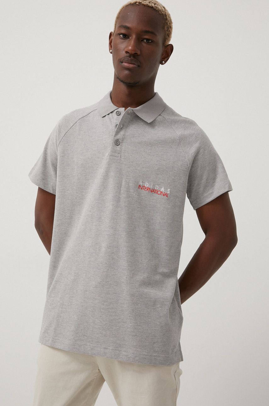 adidas Originals polo HF4928 męski kolor szary z aplikacją