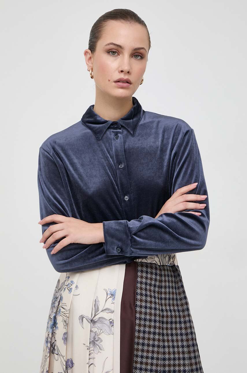 Max Mara Leisure koszula damska kolor granatowy regular z kołnierzykiem klasycznym