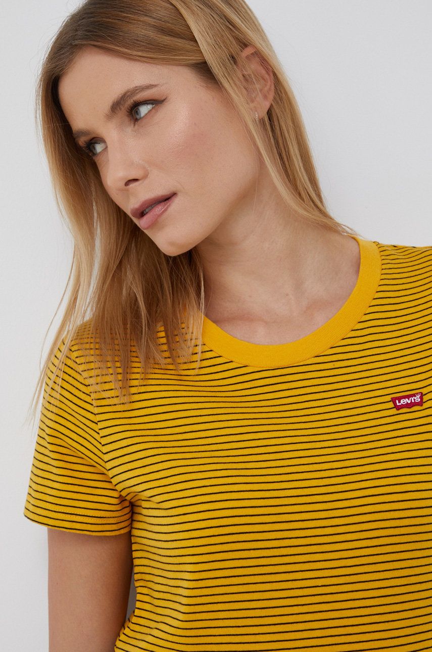 Levi's T-shirt bawełniany kolor żółty