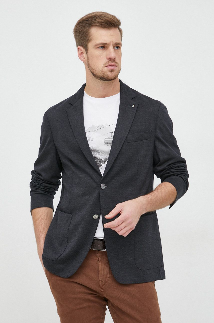 BOSS marynarka wełniana kolor szary