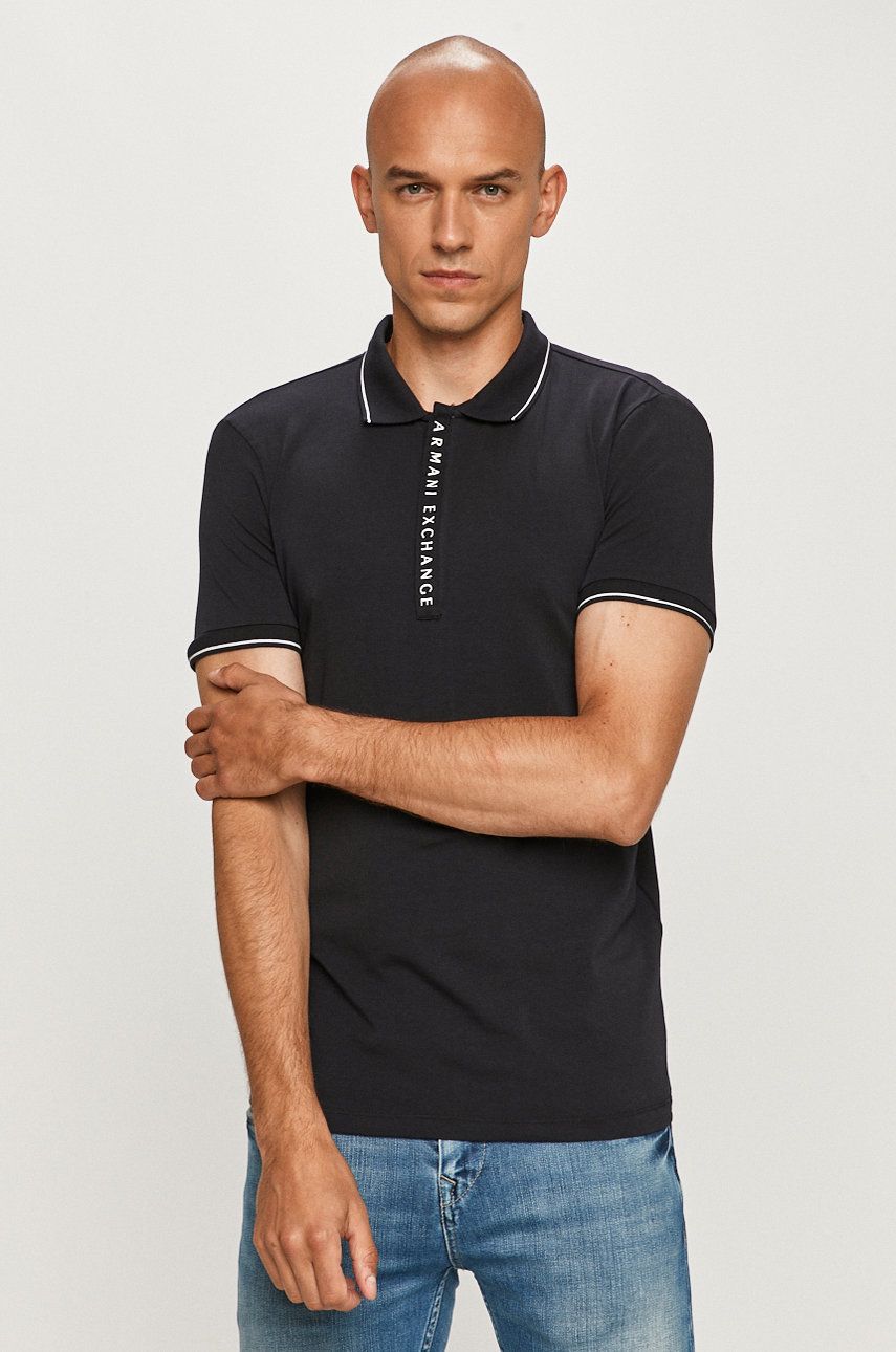 Armani Exchange Polo 8NZF71.ZJH2Z kolor granatowy z nadrukiem