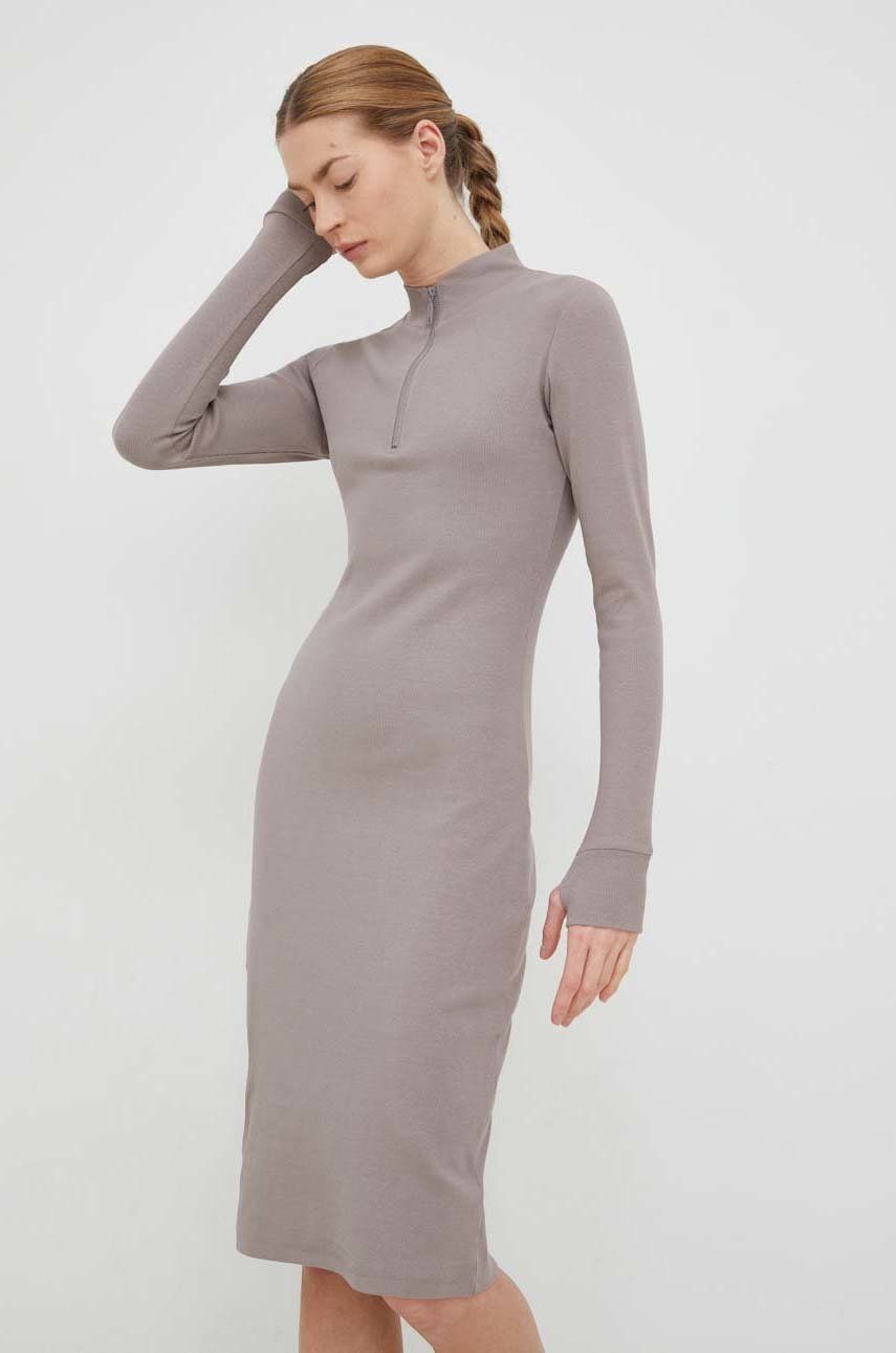 4F sukienka kolor beżowy mini dopasowana