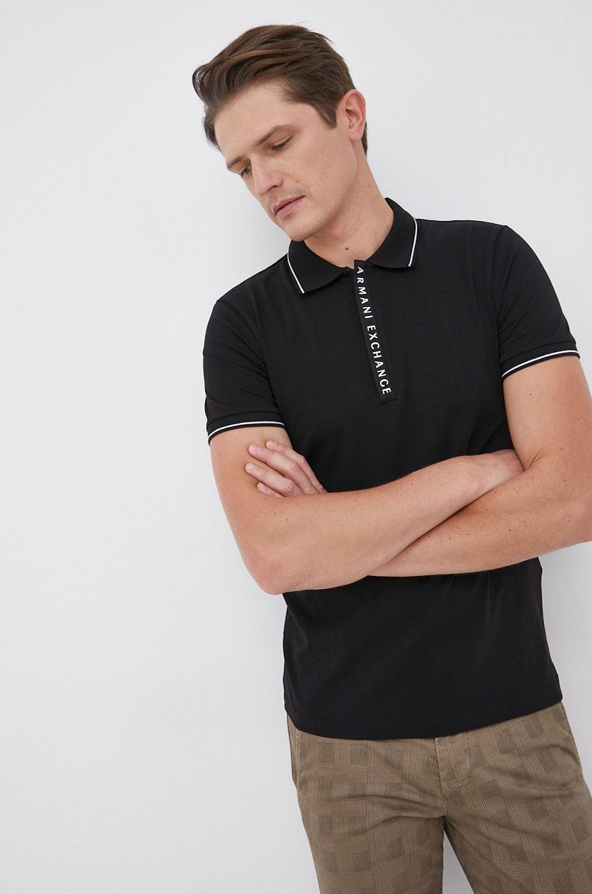 Armani Exchange Polo 8NZF71.ZJH2Z kolor czarny z nadrukiem