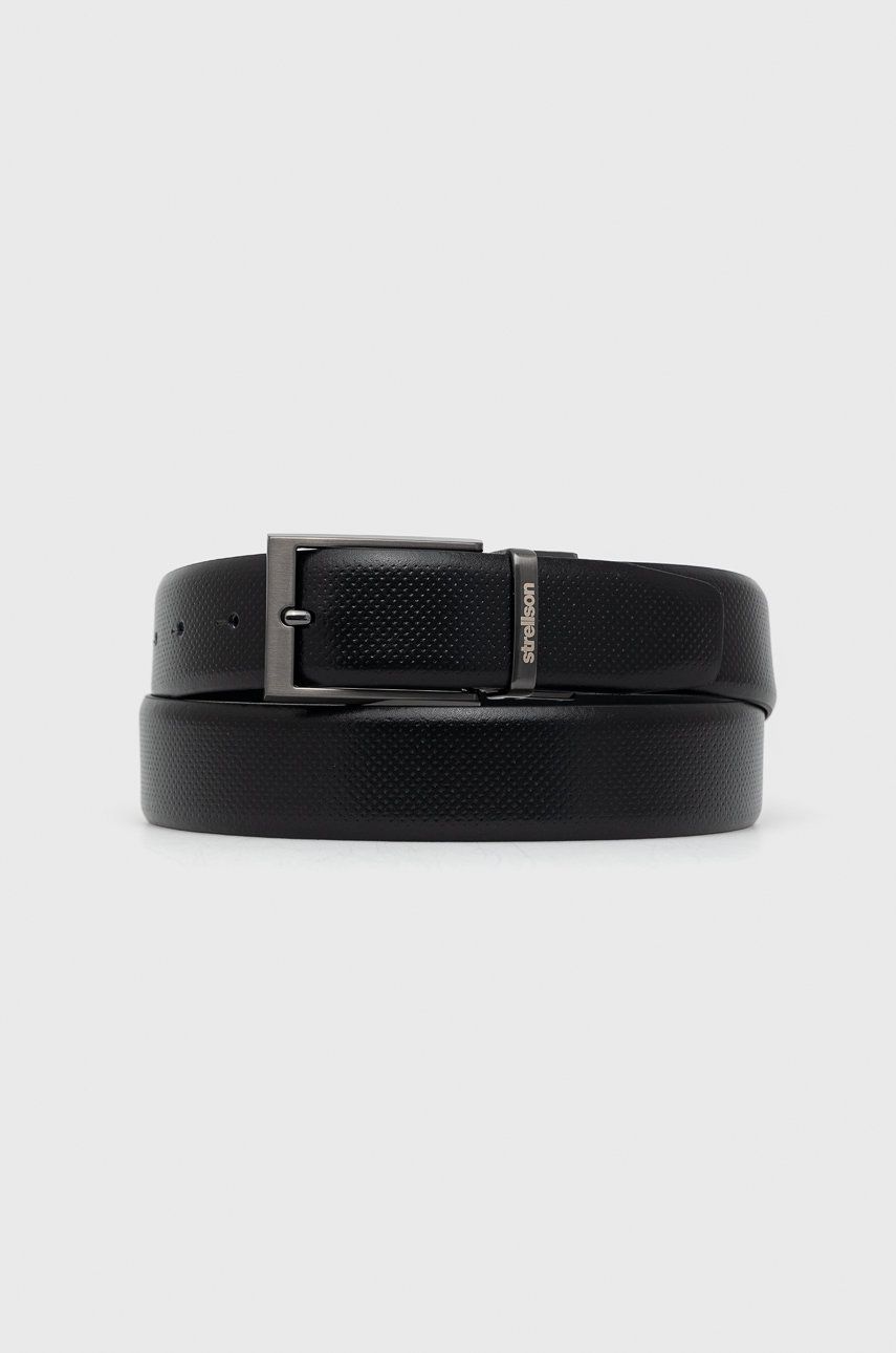 Strellson Pasek skórzany męski kolor czarny