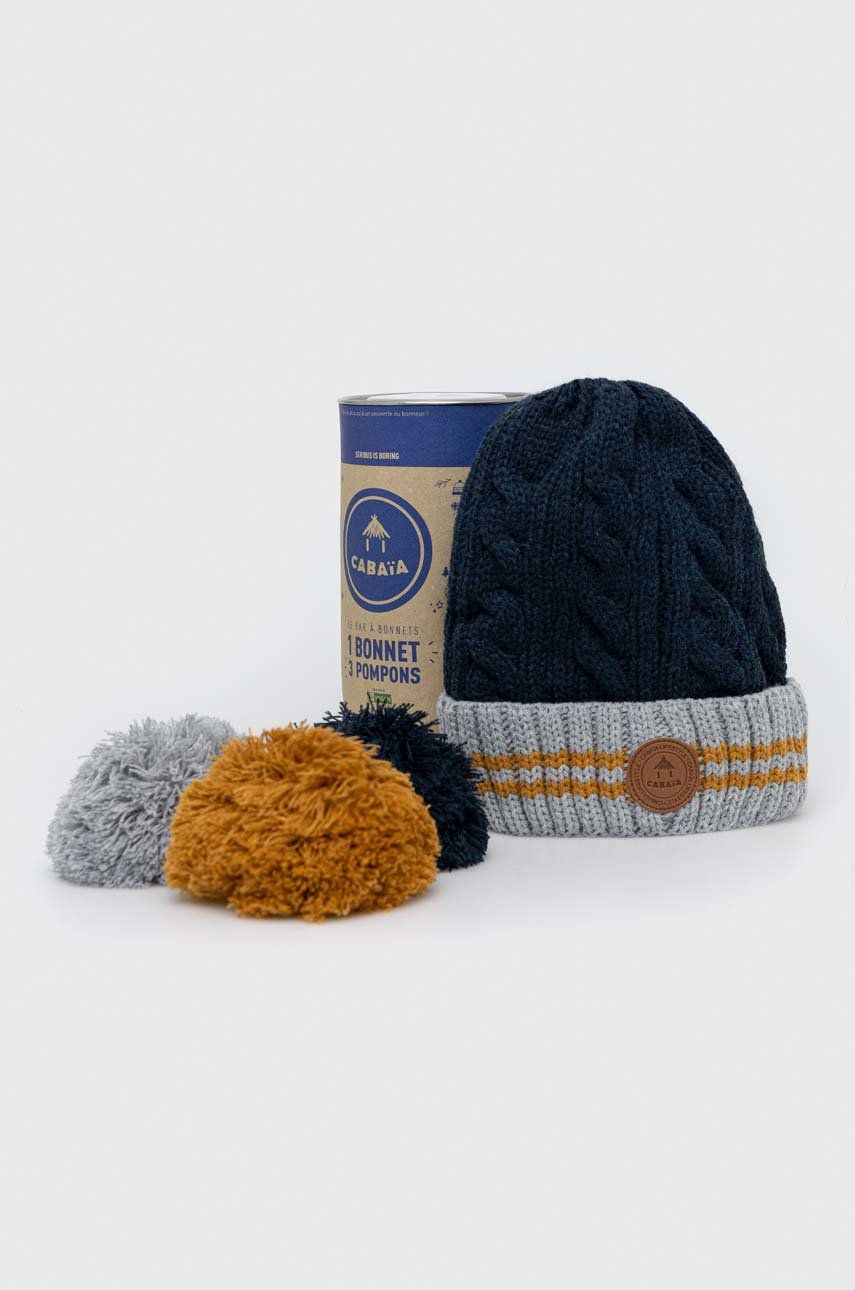 Cabaia czapka z wymiennymi pomponami kolor granatowy