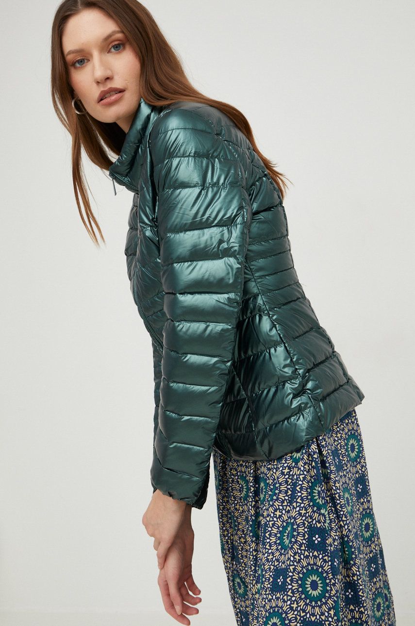 Answear Lab kurtka damska kolor zielony przejściowa