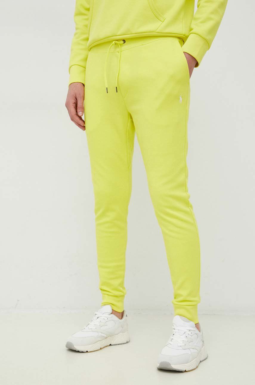 Polo Ralph Lauren spodnie dresowe męskie kolor żółty gładkie