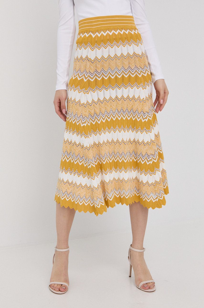 Morgan spódnica kolor żółty midi rozkloszowana