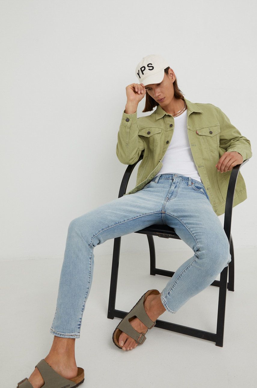 Levi's kurtka jeansowa męska kolor zielony przejściowa